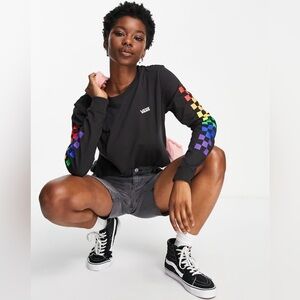 VANS Pride Check Long Sleeve T-shirt in Black